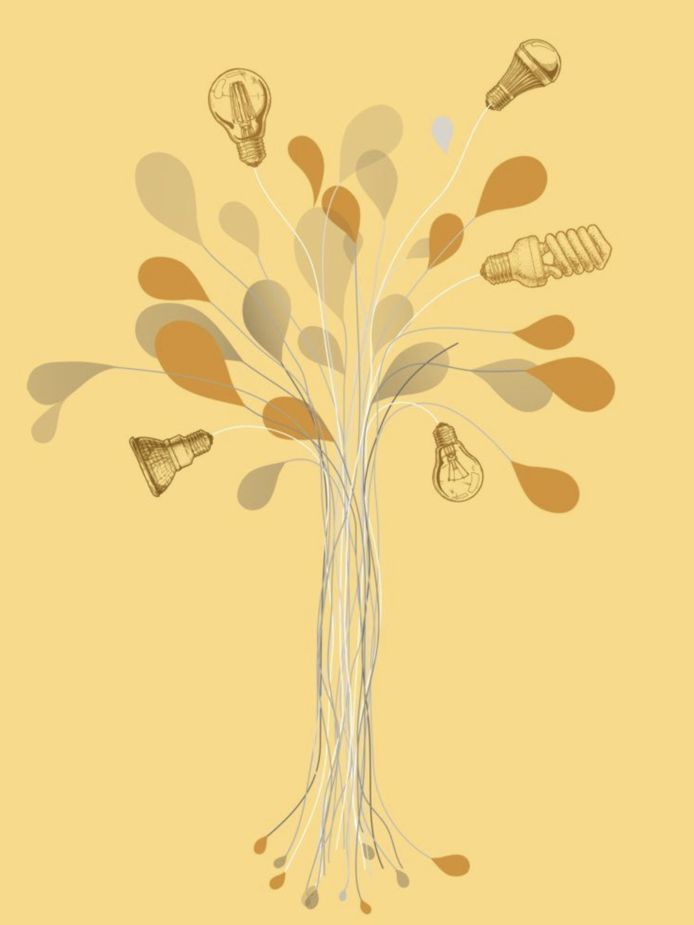 a tree whose branches end in light bulbs of different generations